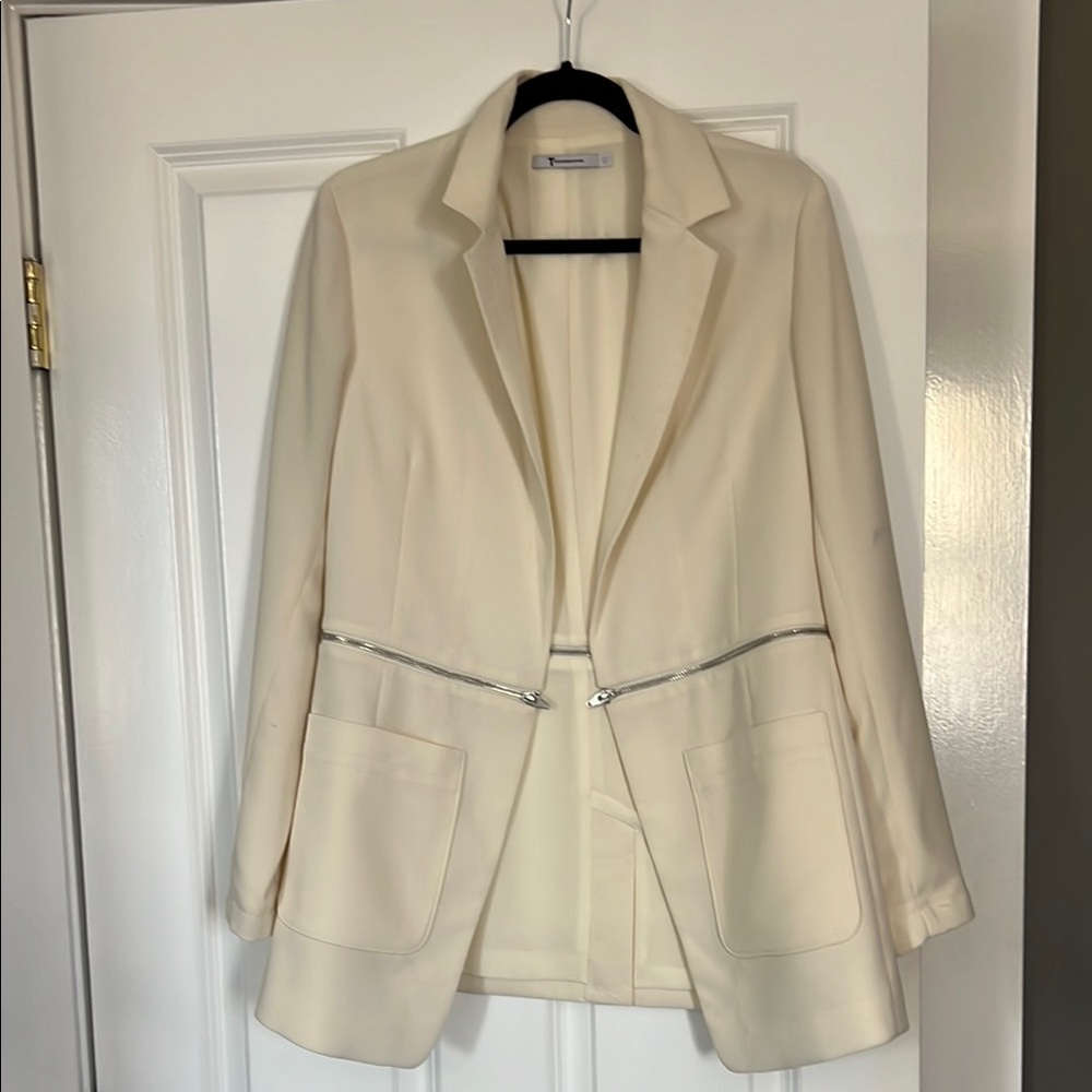 Elegant Cream Blazer with Silver Accents